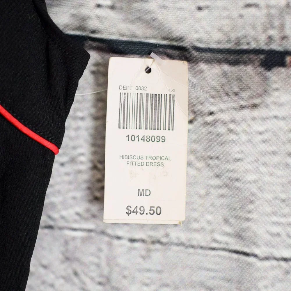 NWT RARE Hell Bunny Vixen Black Rockabilly Pencil Cap Sleeve Dress - M - Picture 9 of 9